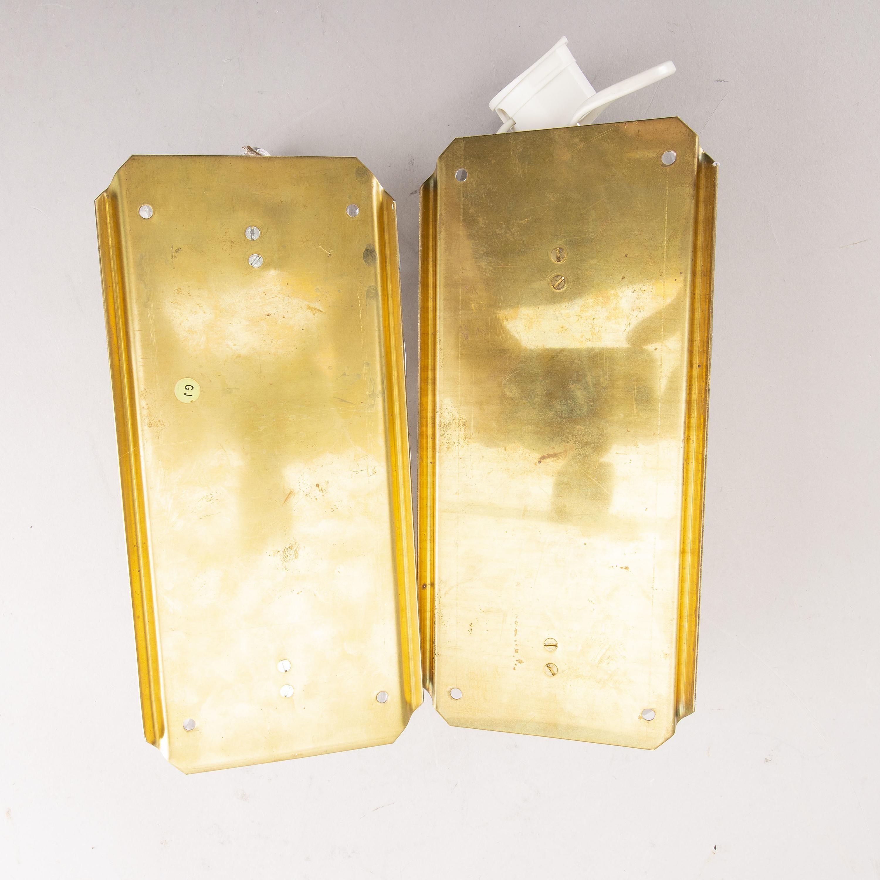 Mid-Century Modern Carl Fagerlund sconces glass and Brass for Orrefors  Sweden 1960 For Sale