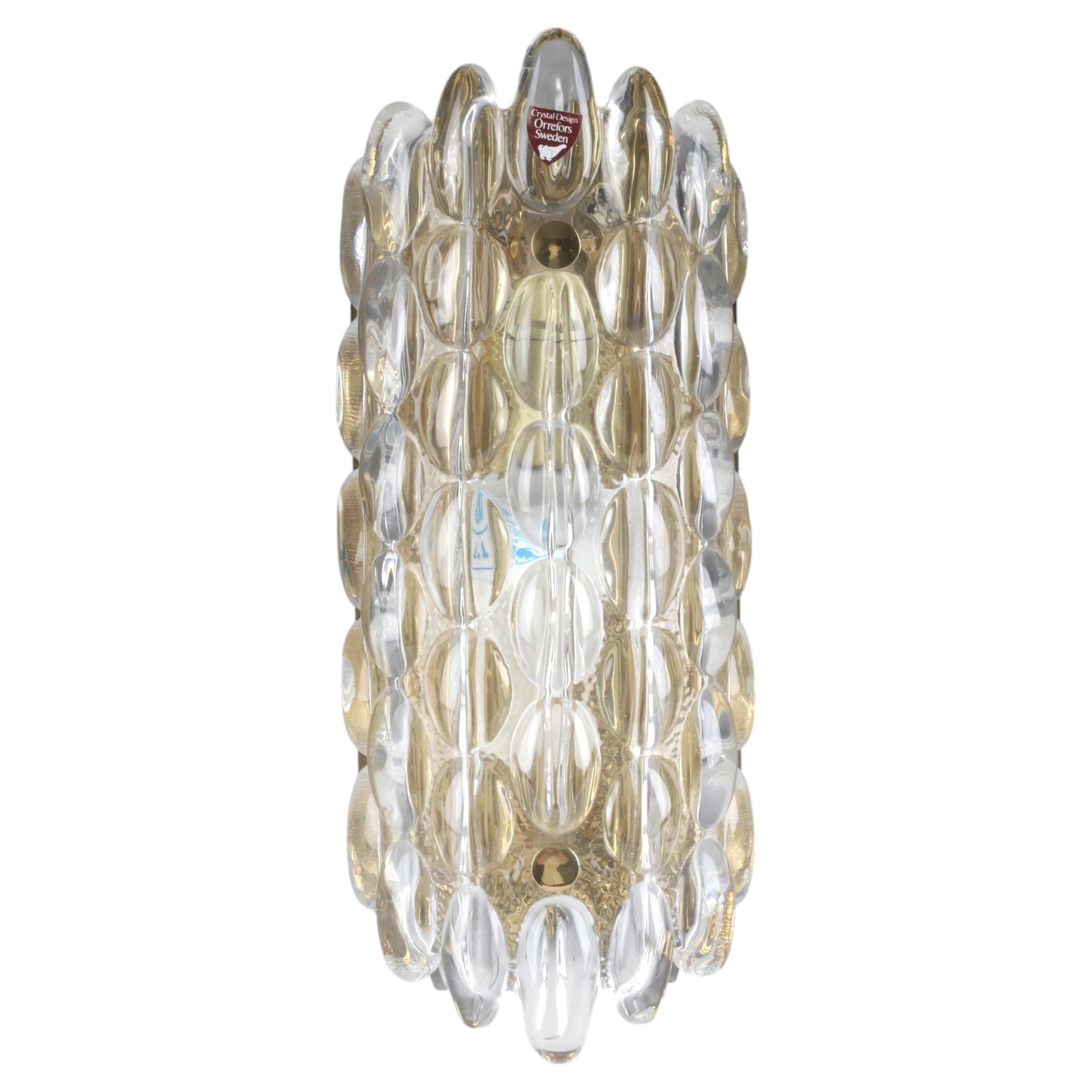 Carl Fagerlund sconces glass and brass for Orrefors Sweden 1960