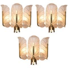 Carl Fagerlund Six Wall Lights in Brass and Structured Glass