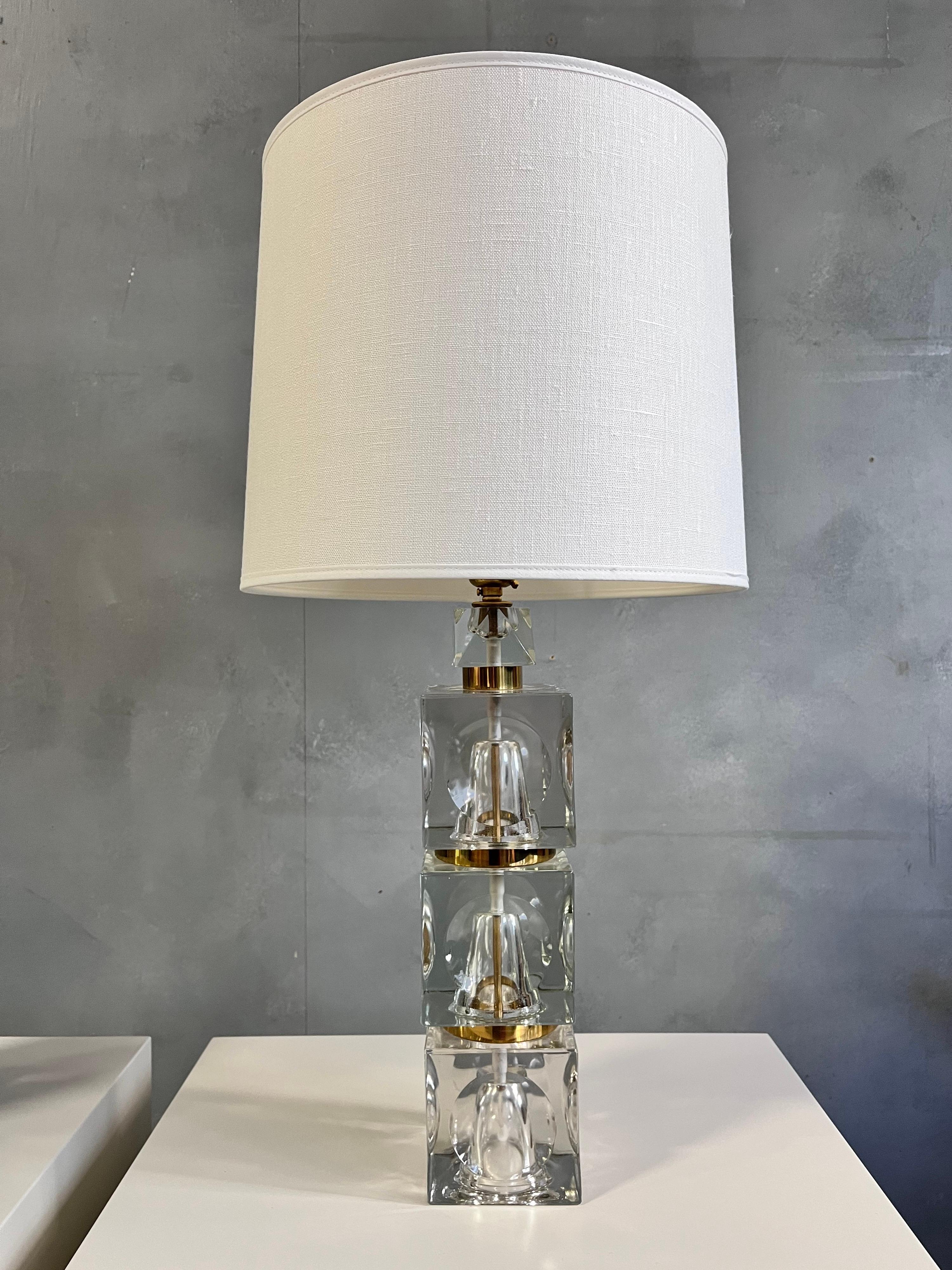 Carl Fagerlund Stacked Crystal Table Lamp for Orrefors For Sale 3