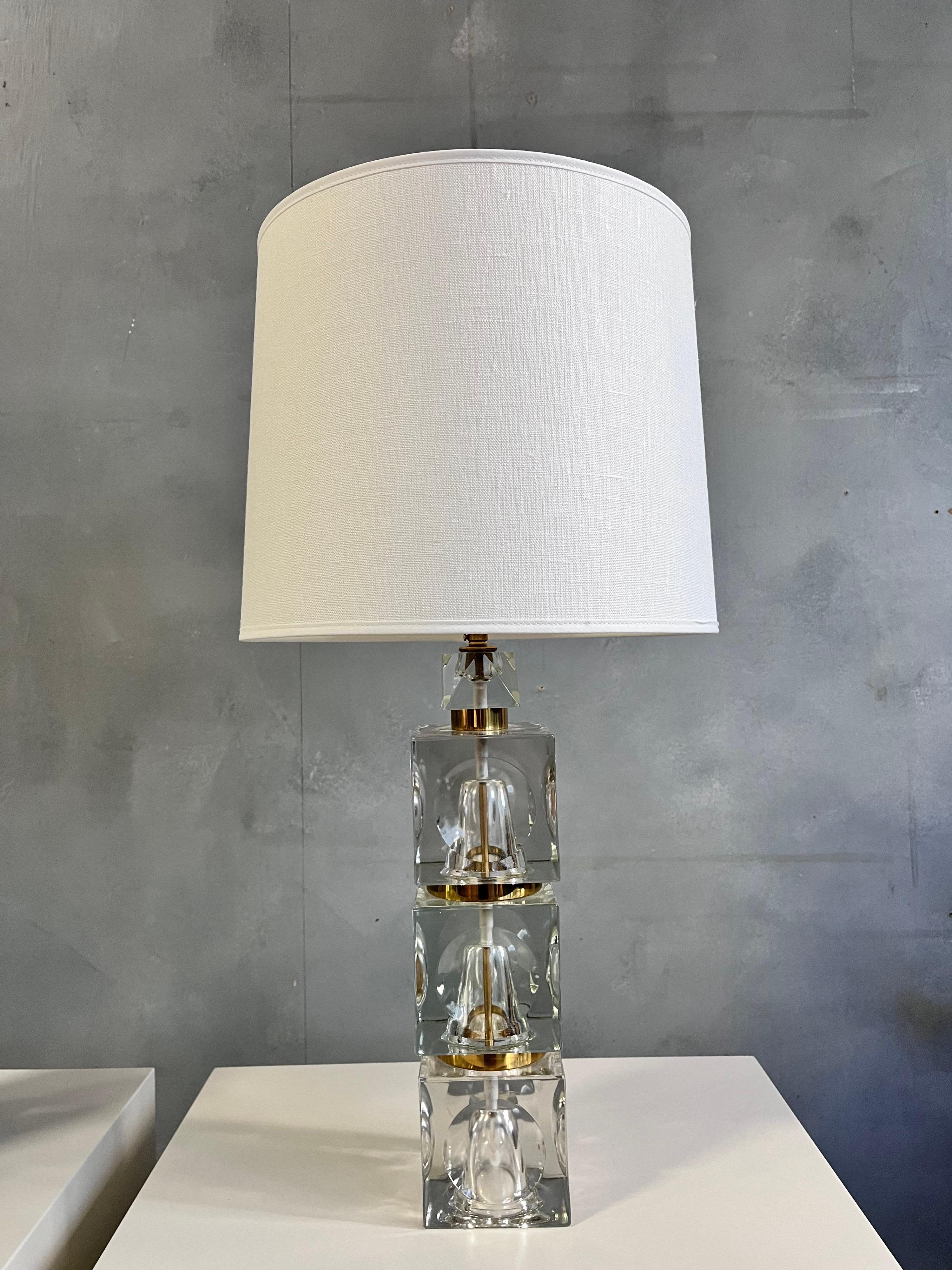 Carl Fagerlund Stacked Crystal Table Lamp for Orrefors For Sale 5