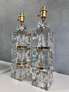 Carl Fagerlund Stacked Crystal Table Lamp for Orrefors
