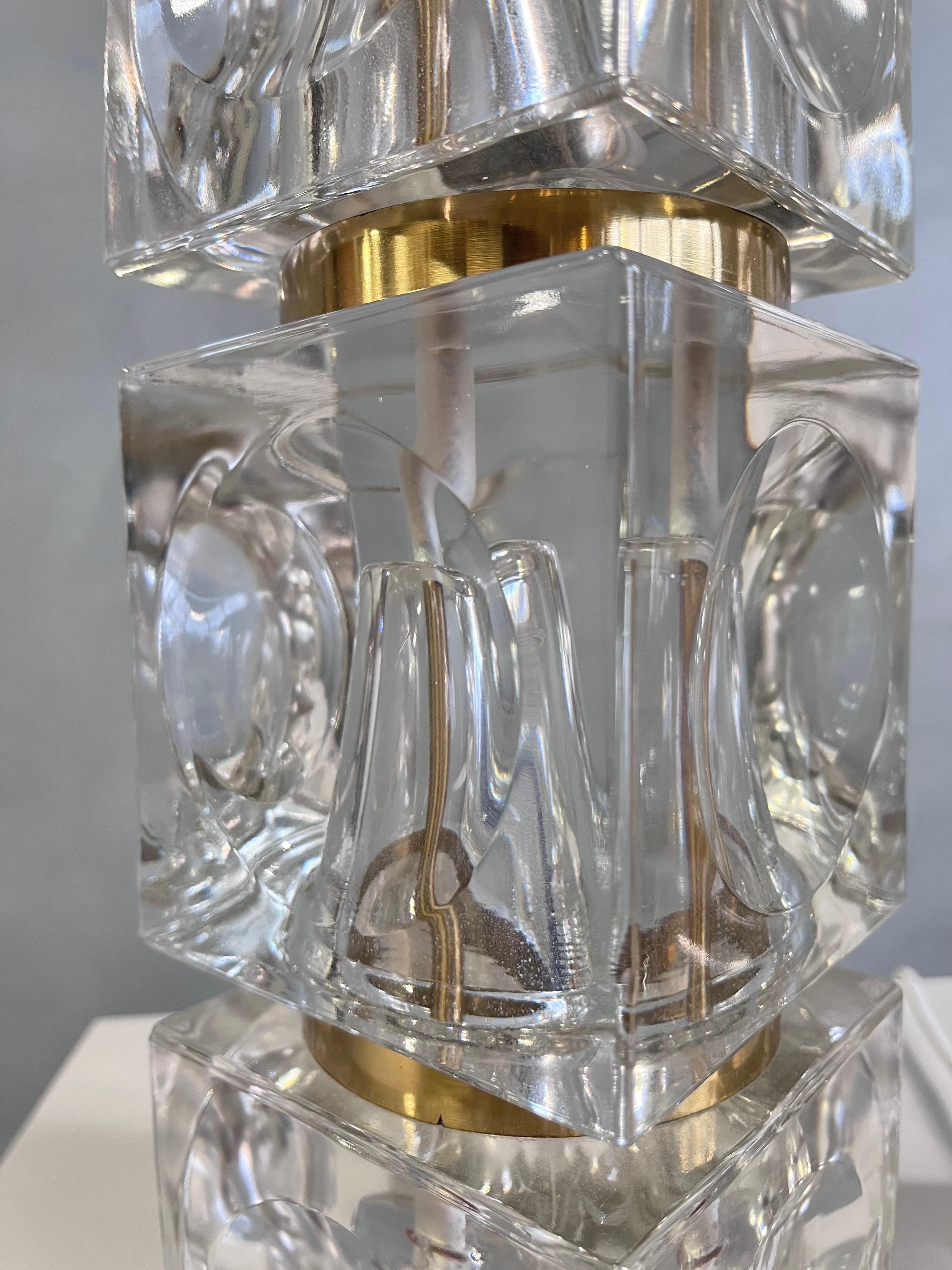 20th Century Carl Fagerlund Stacked Crystal Table Lamp for Orrefors For Sale