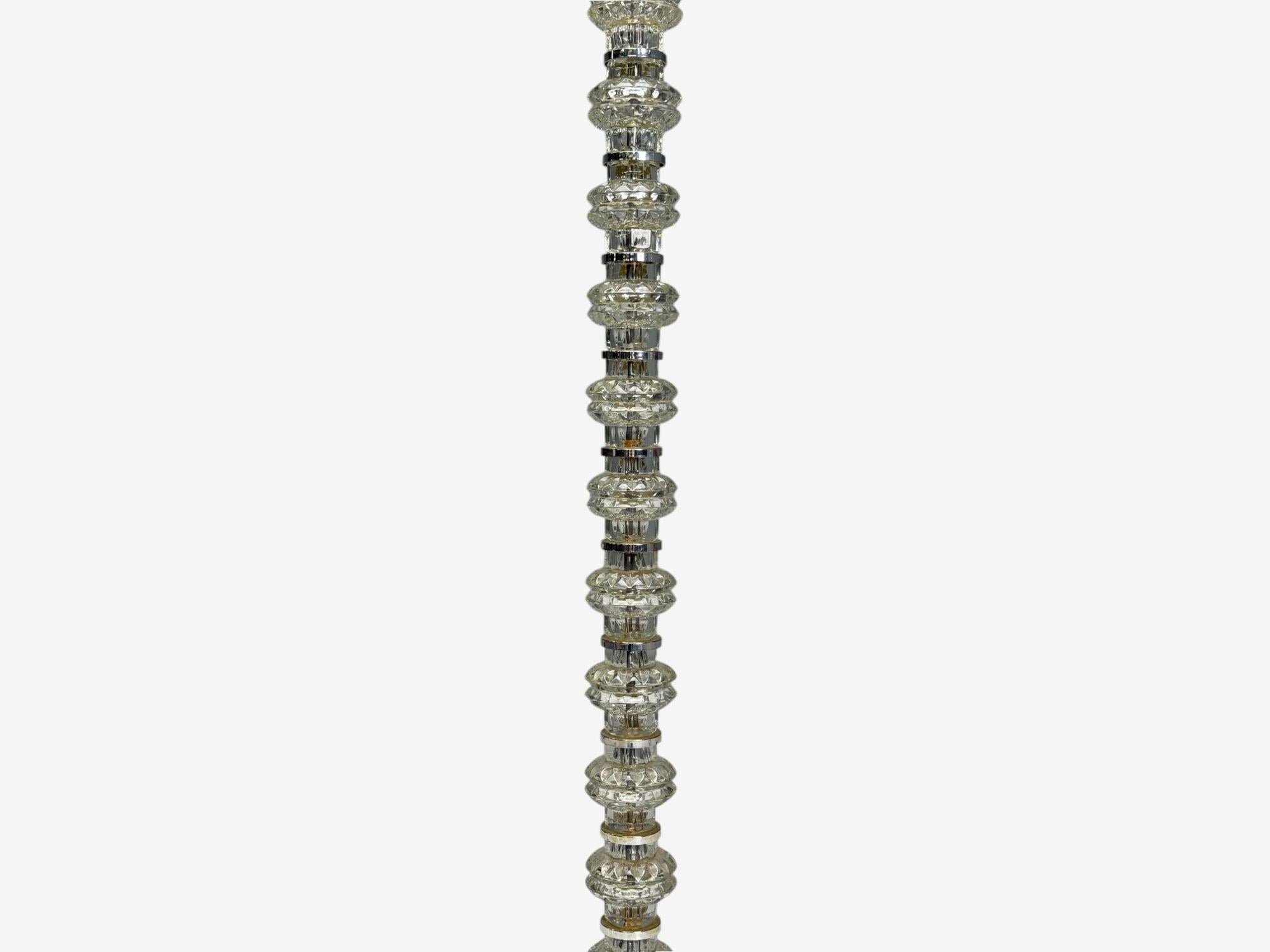 Carl Fagerlund, Swedish Modern, Glass, Nickel, Floor Lamp, Sweden, 1970s In Good Condition For Sale In Manhasset, NY