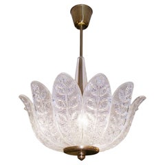 Carl Fagerlund, moderne suédois, verre affaissé, lampe à suspension, Suède, années 1940