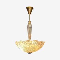 Carl Fagerlund, lampadario moderno svedese, vetro testurizzato, Svezia, anni '40