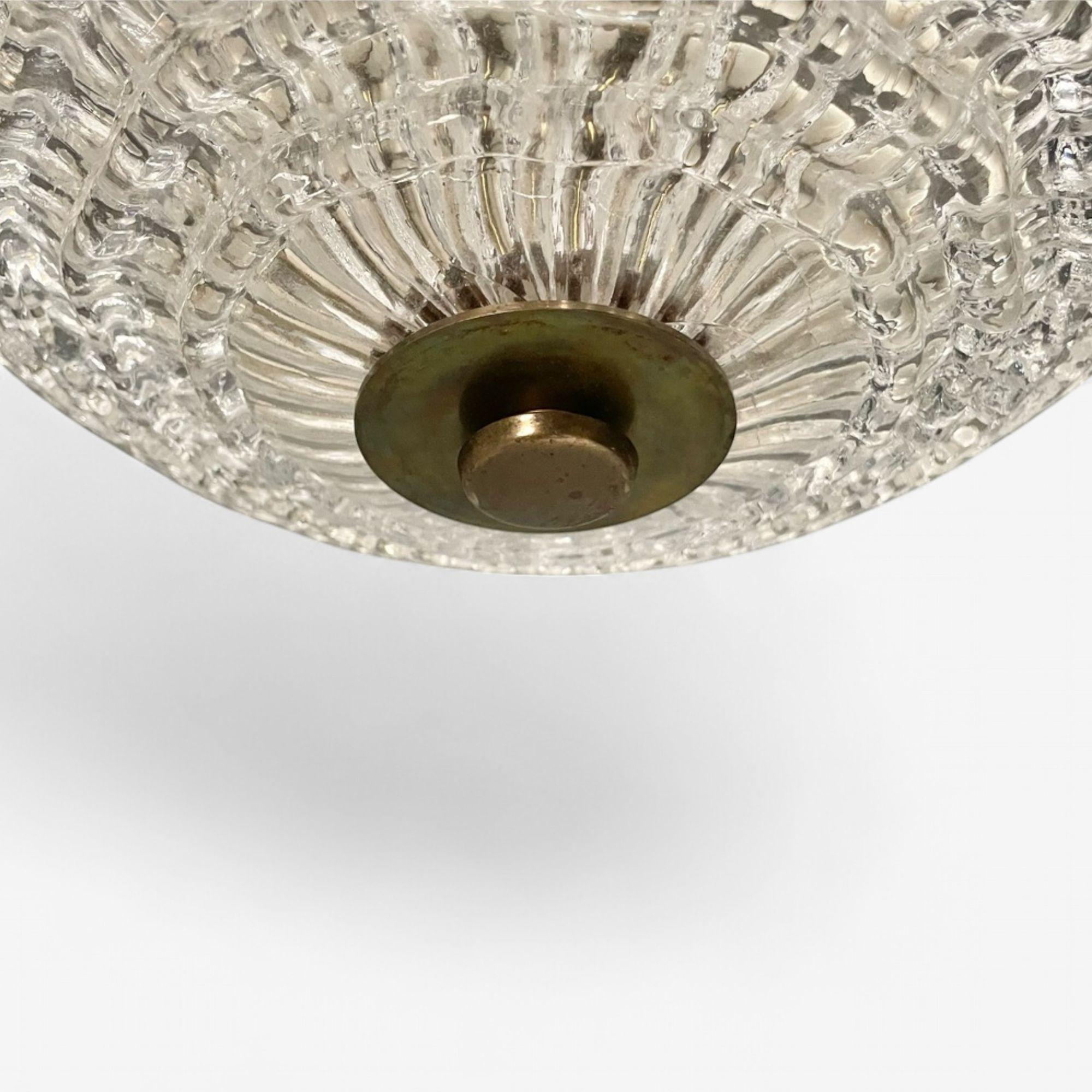 Carl Fagerlund, moderne suédois, verre texturé, lustre, Suède, années 1940 en vente 2
