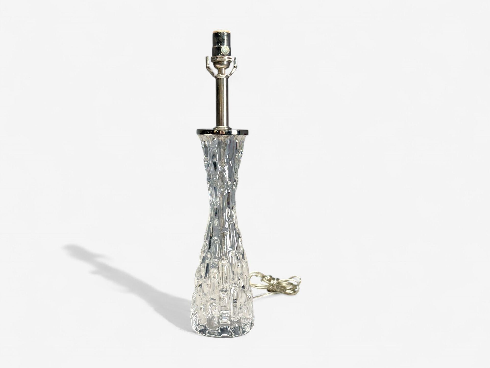 Mid-20th Century Carl Fagerlund, Swedish Modern, Textured Glass, Table Lamp, Sweden, 1960s For Sale