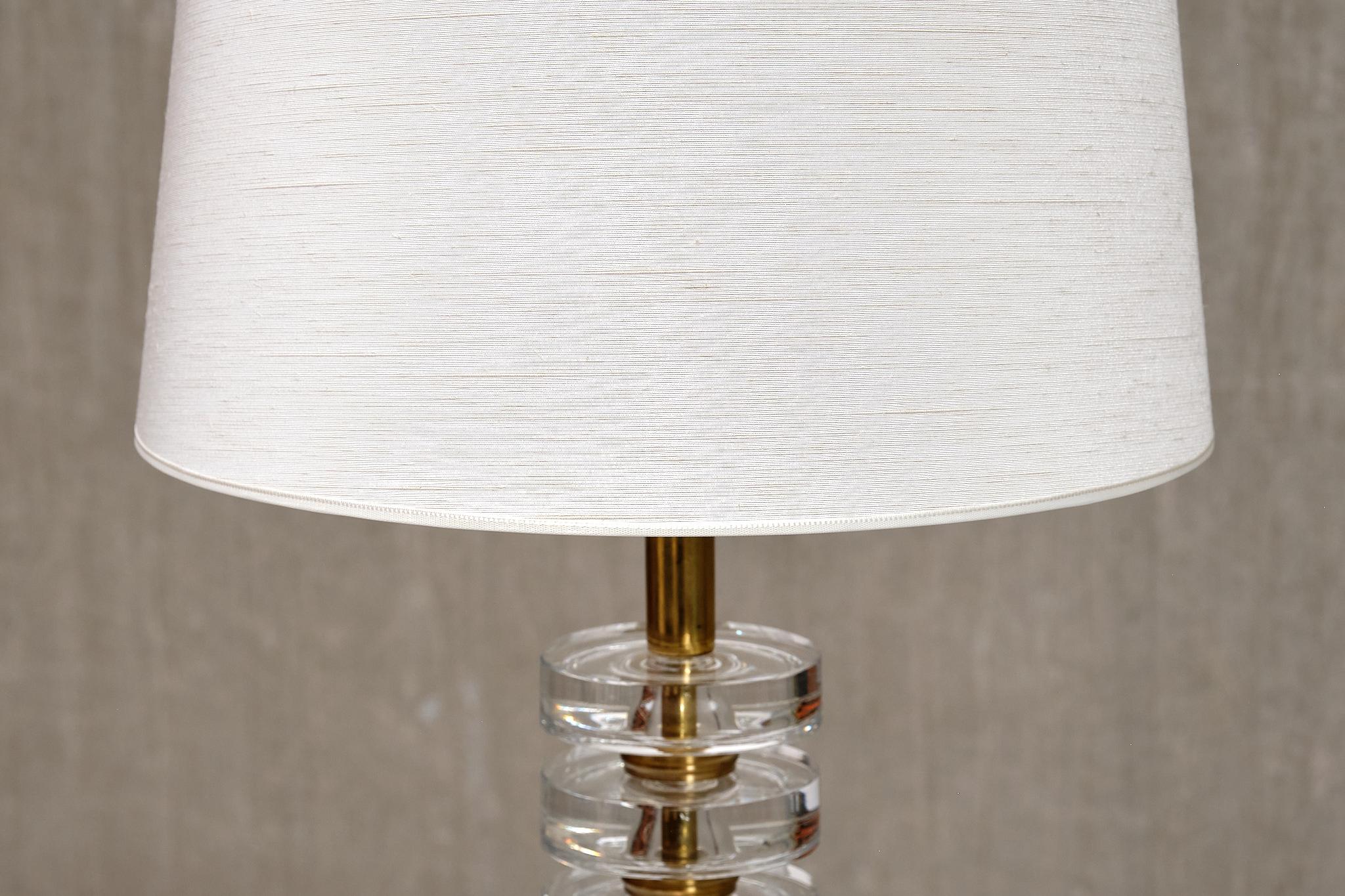 Carl Fagerlund Table Lamp in Brass and Glass, Orrefors, Sweden, 1950s For Sale 4