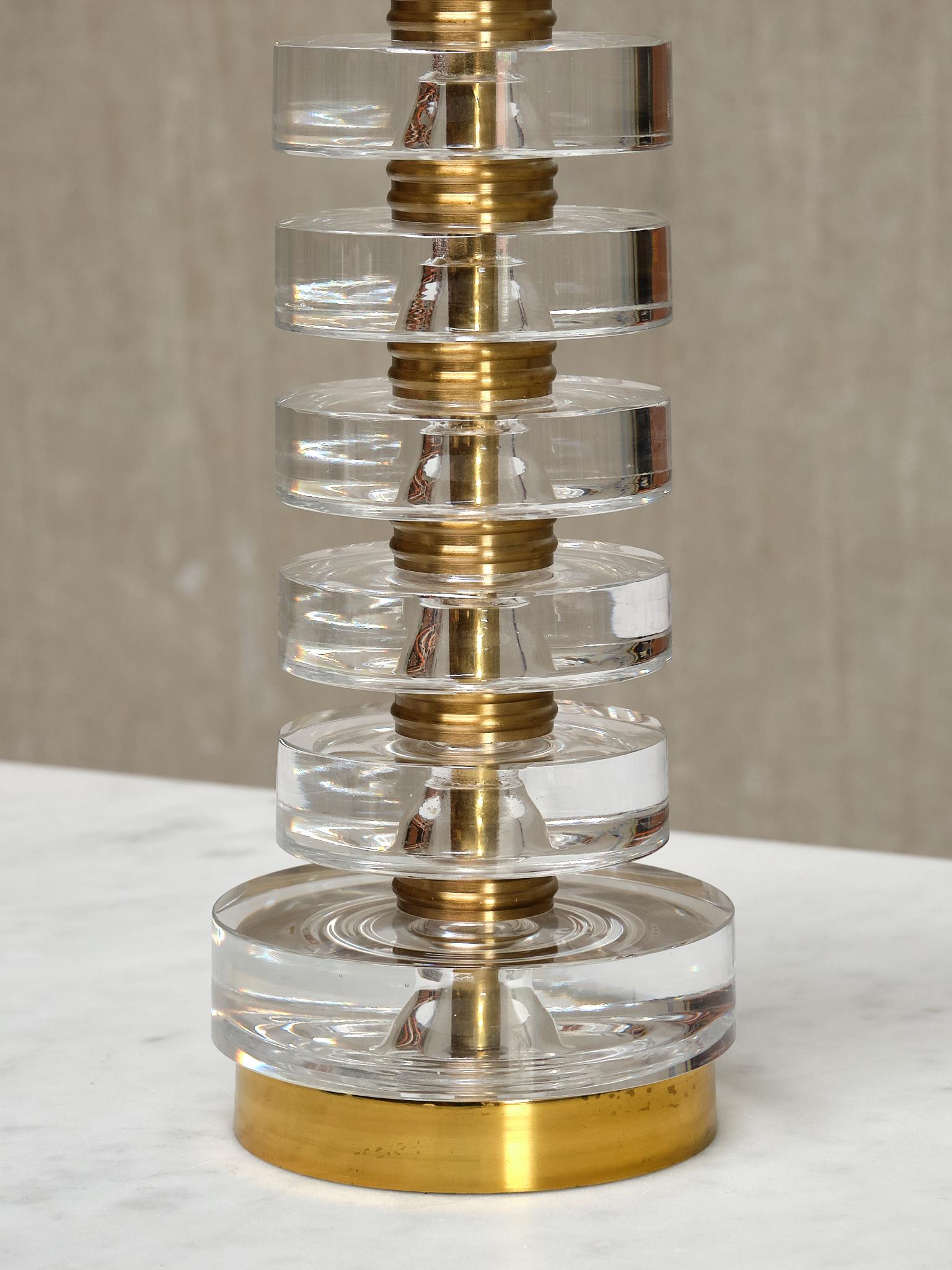 Carl Fagerlund Table Lamp in Brass and Glass, Orrefors, Sweden, 1950s For Sale 5