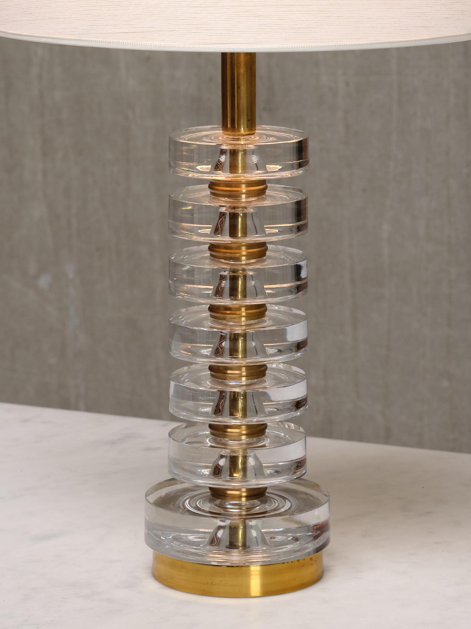 Carl Fagerlund Table Lamp in Brass and Glass, Orrefors, Sweden, 1950s For Sale 7