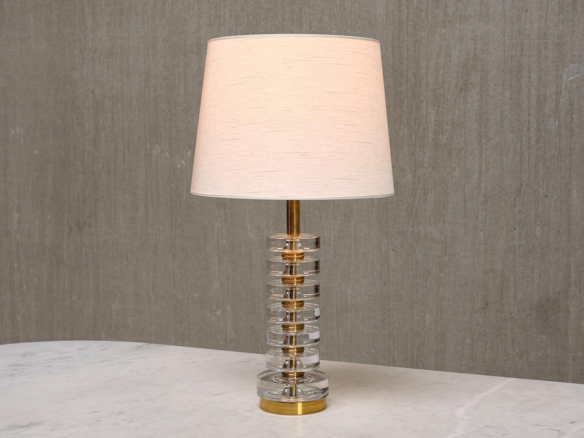 Carl Fagerlund Table Lamp in Brass and Glass, Orrefors, Sweden, 1950s In Good Condition For Sale In The Hague, NL