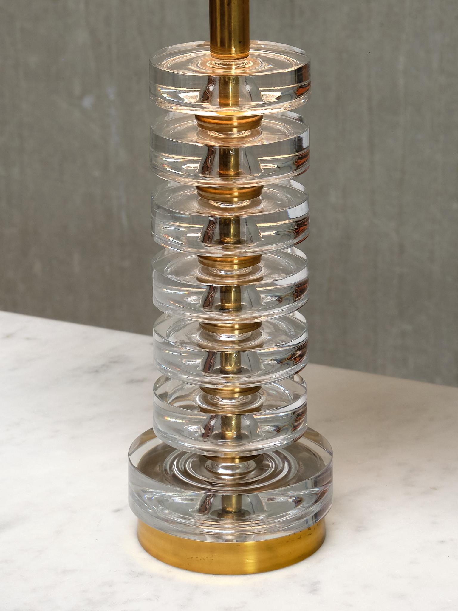 Carl Fagerlund Table Lamp in Brass and Glass, Orrefors, Sweden, 1950s For Sale 1