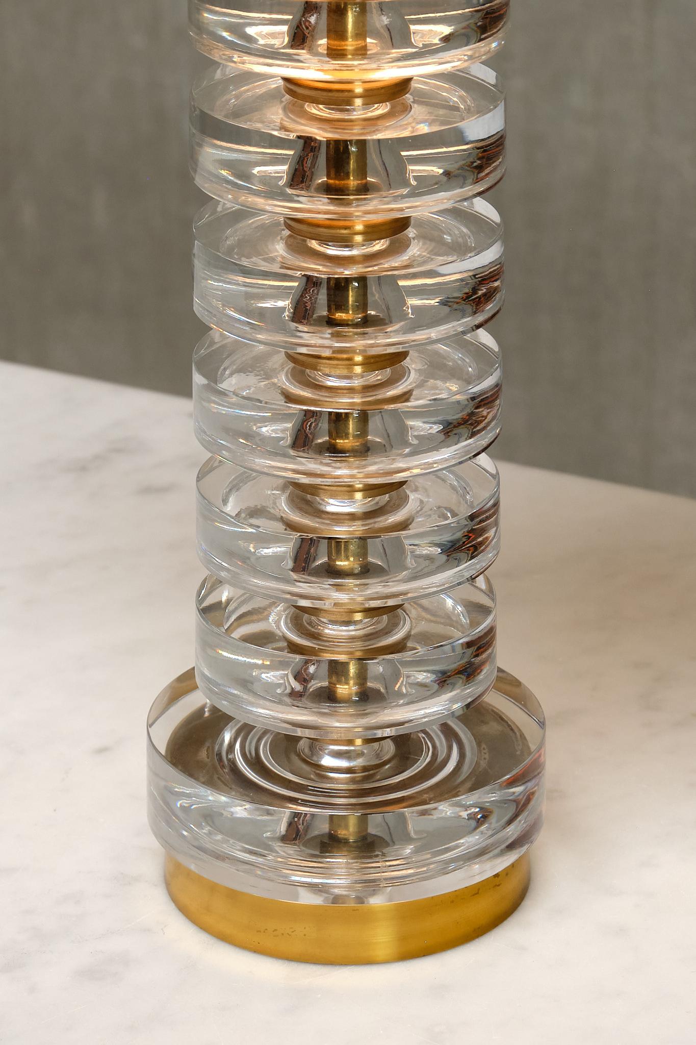 Carl Fagerlund Table Lamp in Brass and Glass, Orrefors, Sweden, 1950s For Sale 2