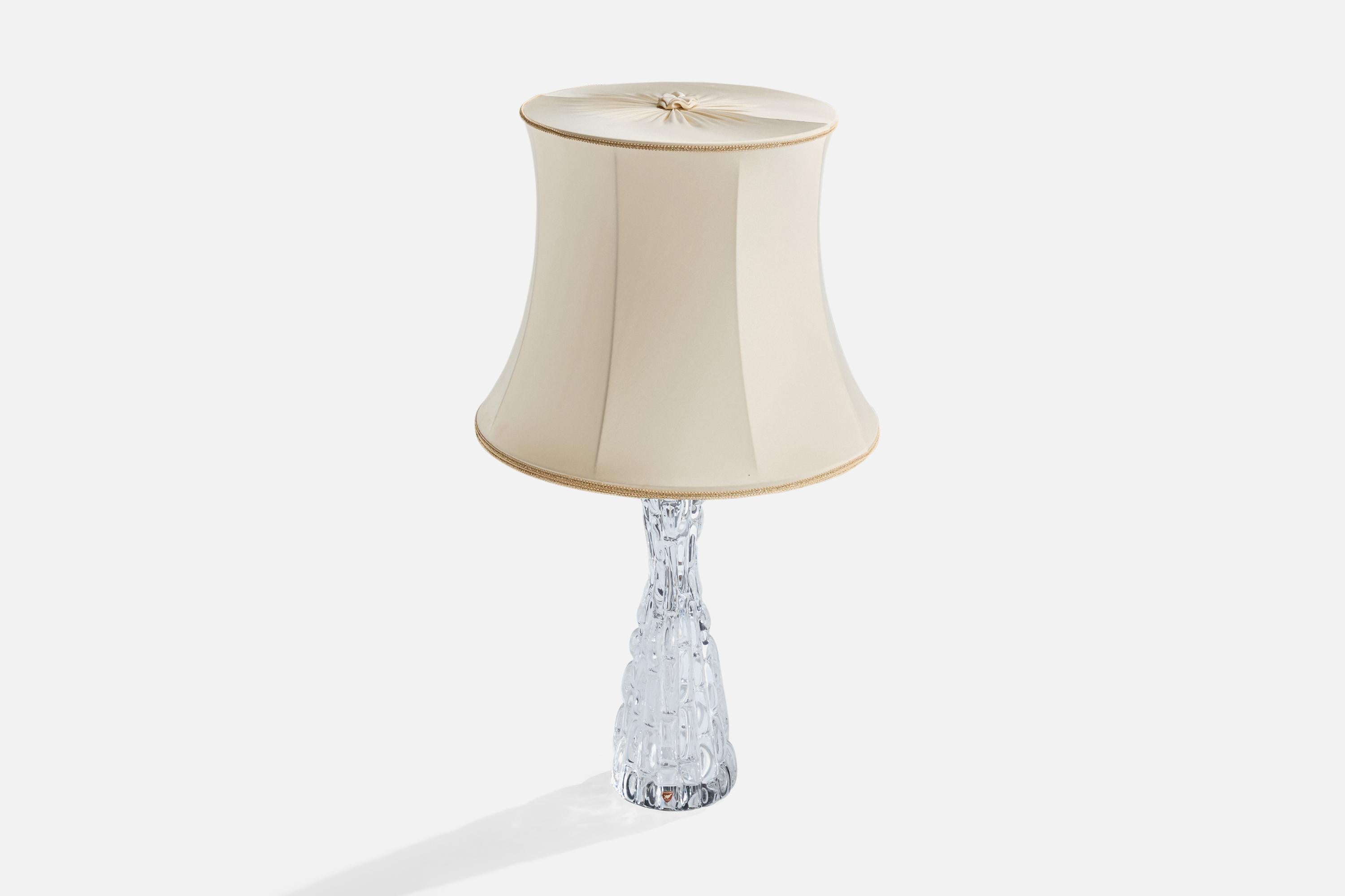 Carl Fagerlund, Table Lamps, Glass, Fabric, Sweden, 1950s In Fair Condition For Sale In High Point, NC