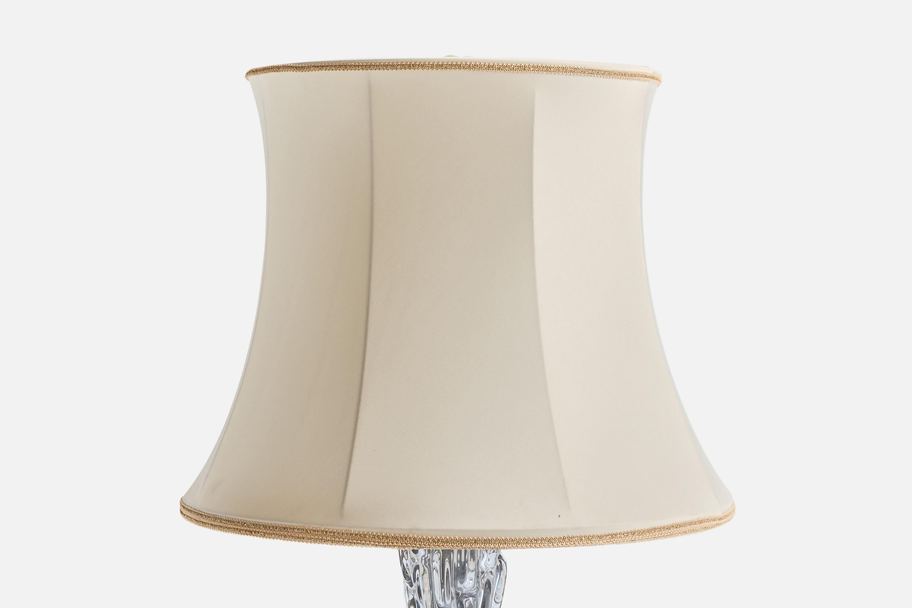 Mid-20th Century Carl Fagerlund, Table Lamps, Glass, Fabric, Sweden, 1950s For Sale