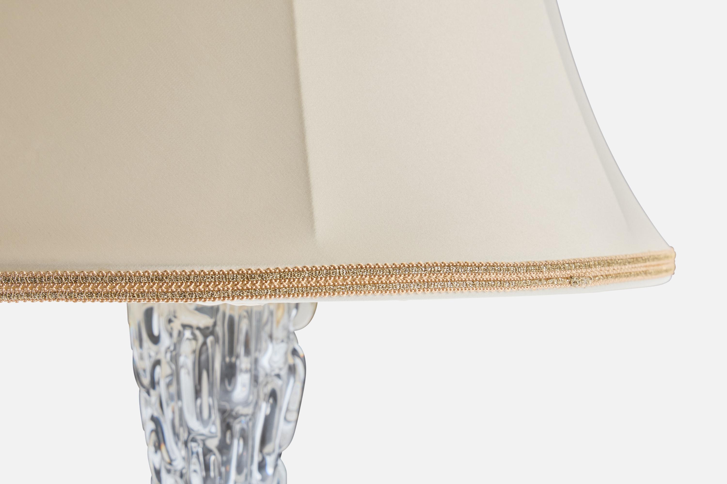 Carl Fagerlund, Table Lamps, Glass, Fabric, Sweden, 1950s For Sale 2