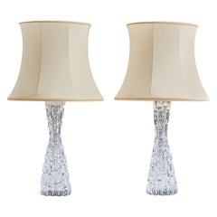Carl Fagerlund, Table Lamps, Glass, Fabric, Sweden, 1950s
