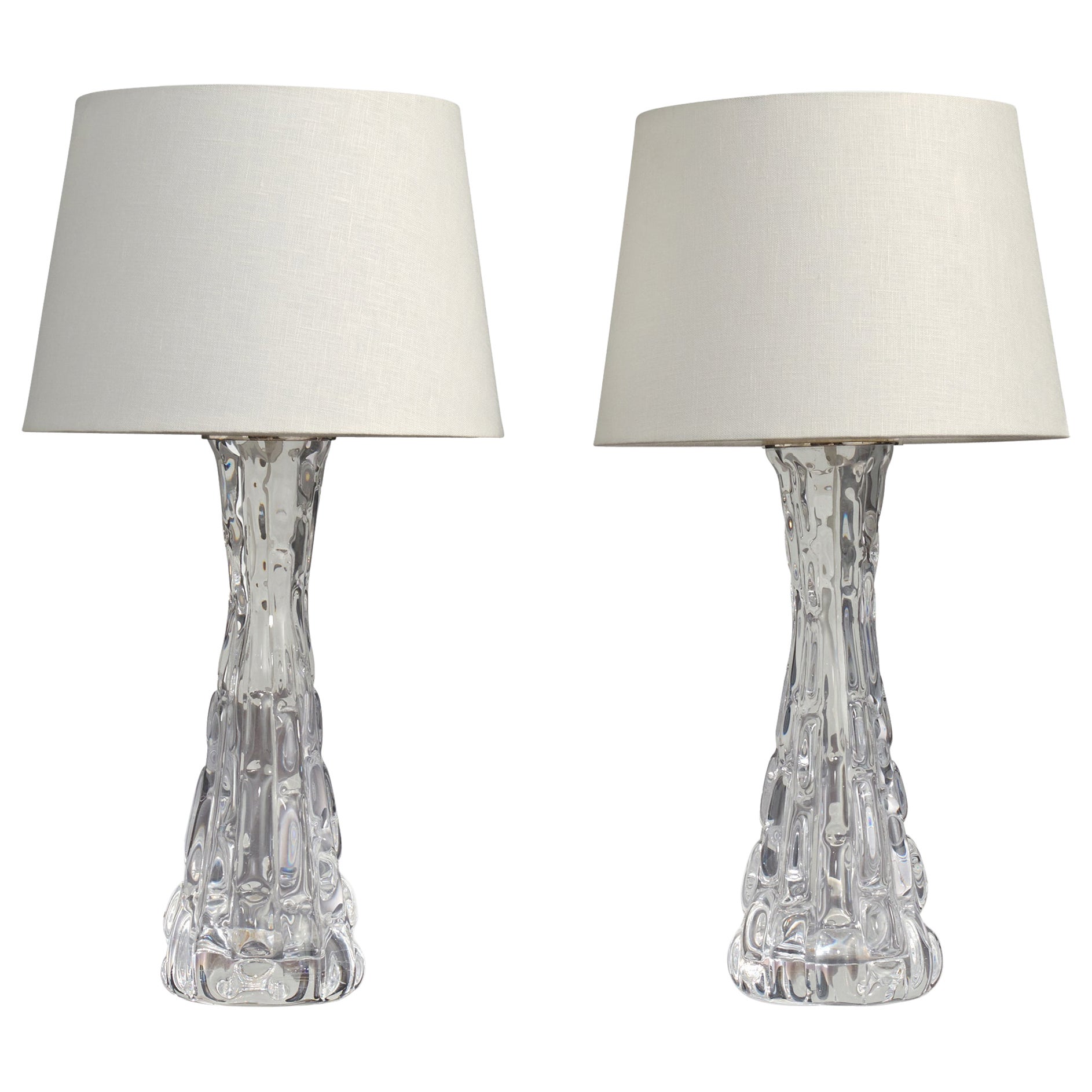 Carl Fagerlund, Table Lamps, Glass, Metal, Sweden, 1960s