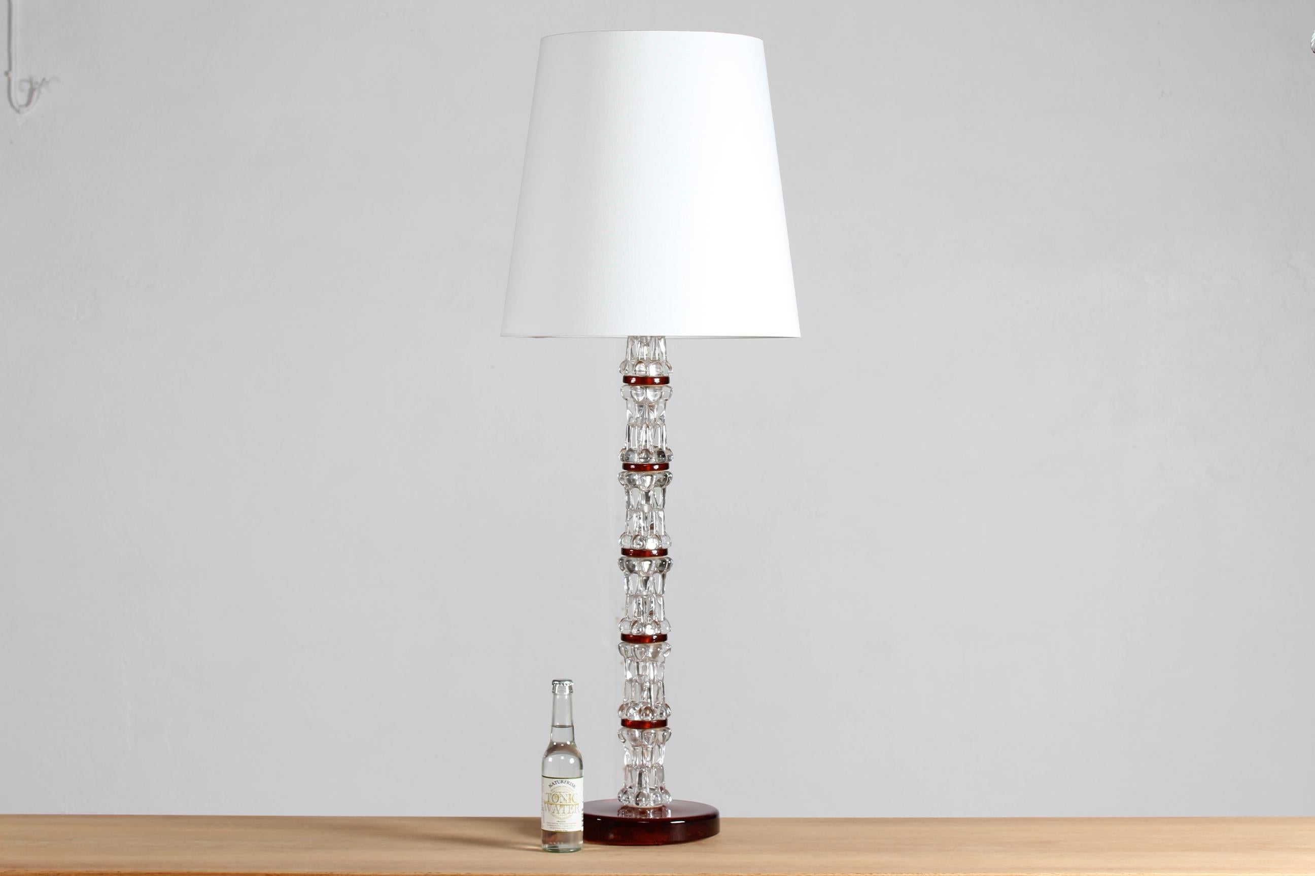 Swedish Carl Fagerlund Tall Vintage Lamp of Glass for Orrefors, Sweden, 1960s For Sale