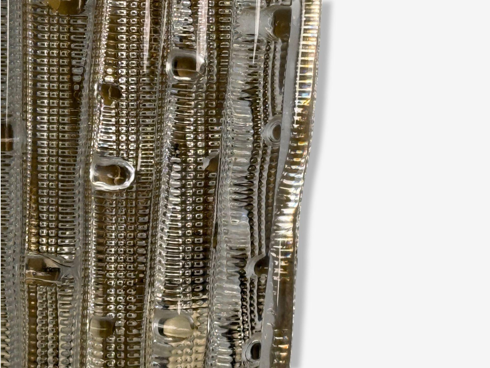 Carl Fagerlund, Textured Glass, Brass, Large Wall Sconce, Sweden, 1940s In Good Condition For Sale In Manhasset, NY