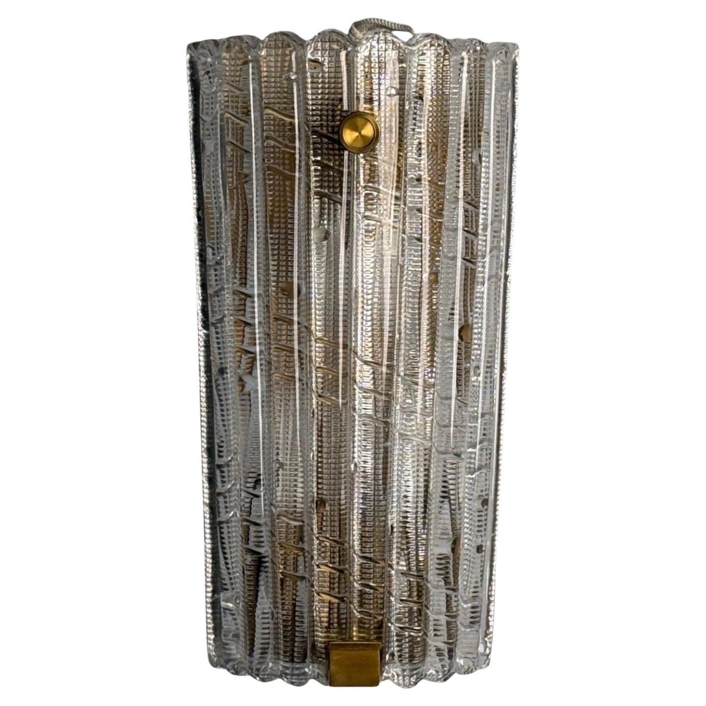 Carl Fagerlund, Textured Glass, Brass, Large Wall Sconce, Sweden, 1940s