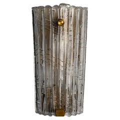 Carl Fagerlund, Textured Glass, Brass, Large Wall Sconce, Sweden, 1940s