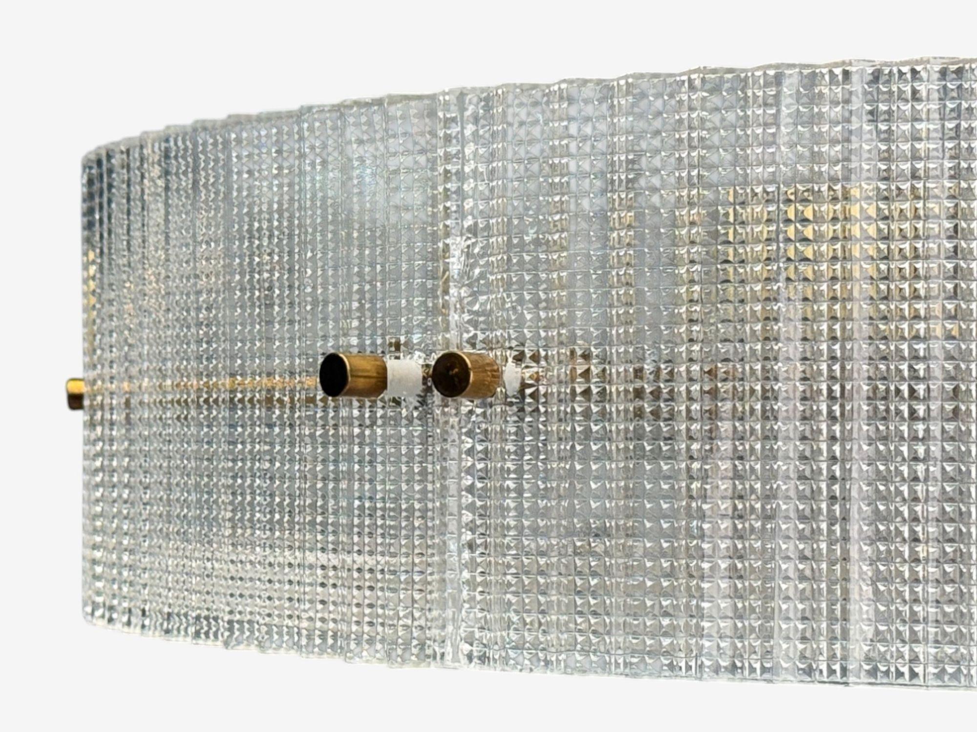 Svedese Carl Fagerlund, Textured Glass, Brass, Pendant Light, Sweden, 1960s in vendita