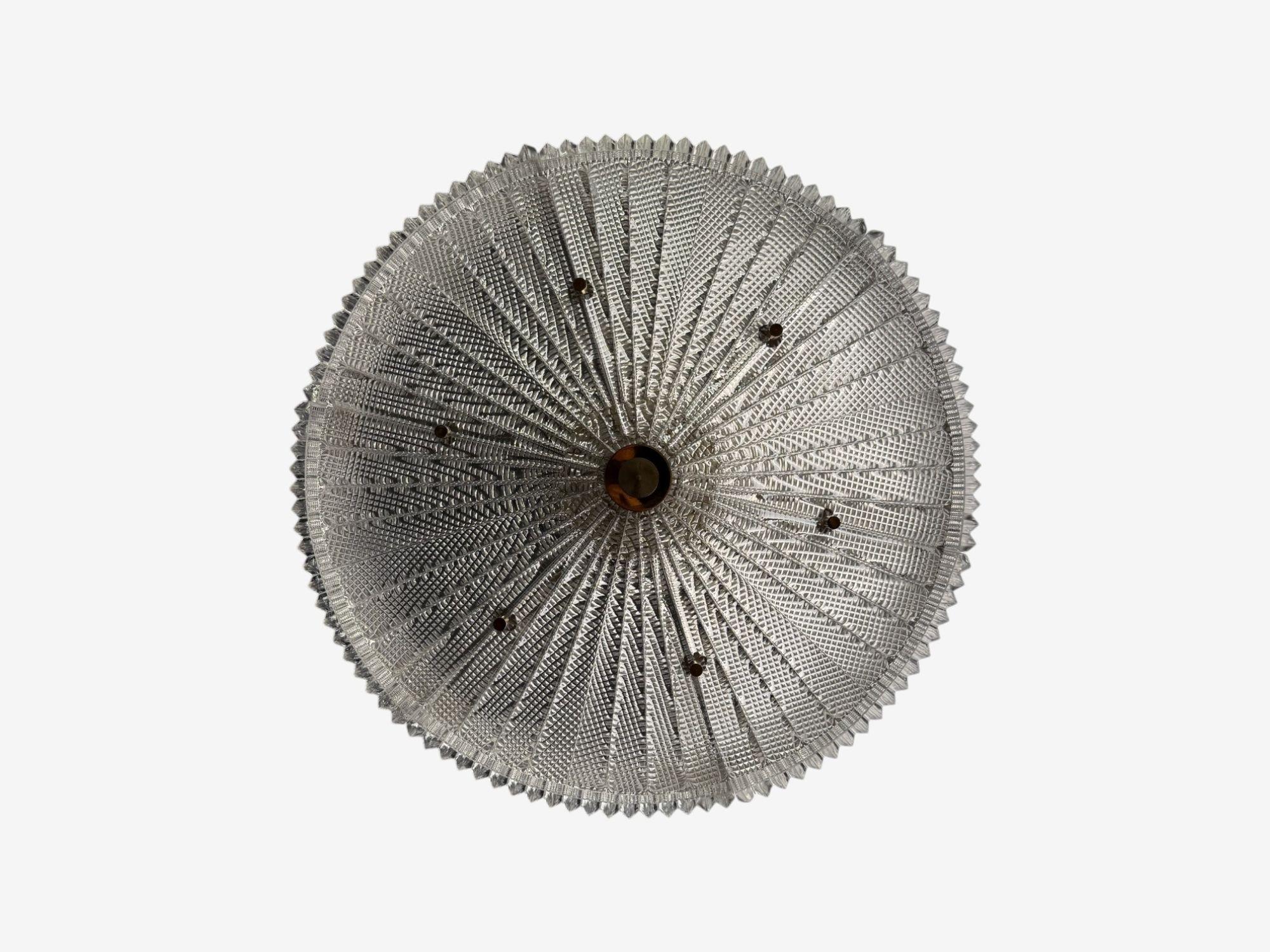Ottone Carl Fagerlund, Textured Glass, Brass, Pendant Light, Sweden, 1960s in vendita