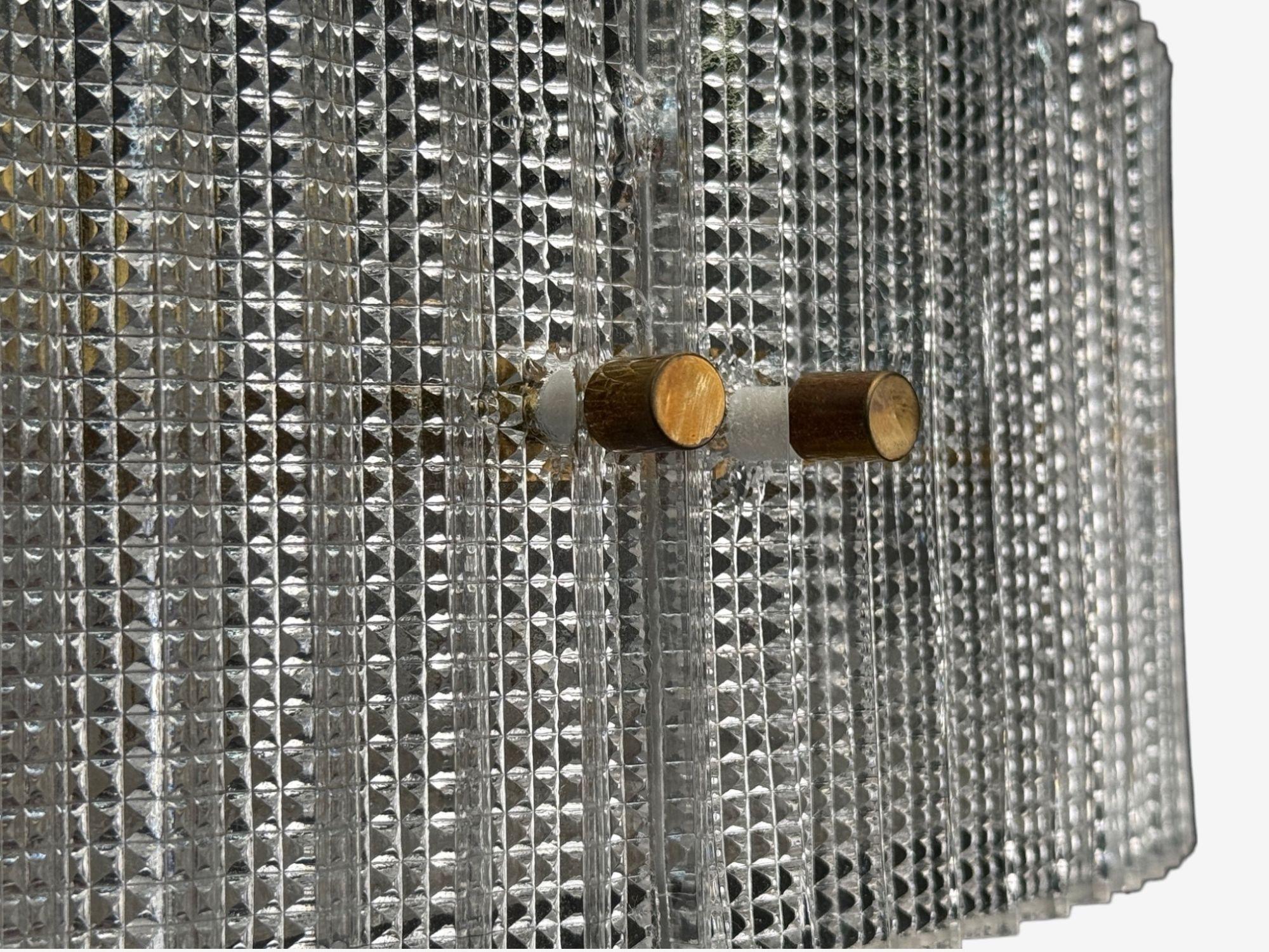 Carl Fagerlund, Textured Glass, Brass, Pendant Light, Sweden, 1960s in vendita 1