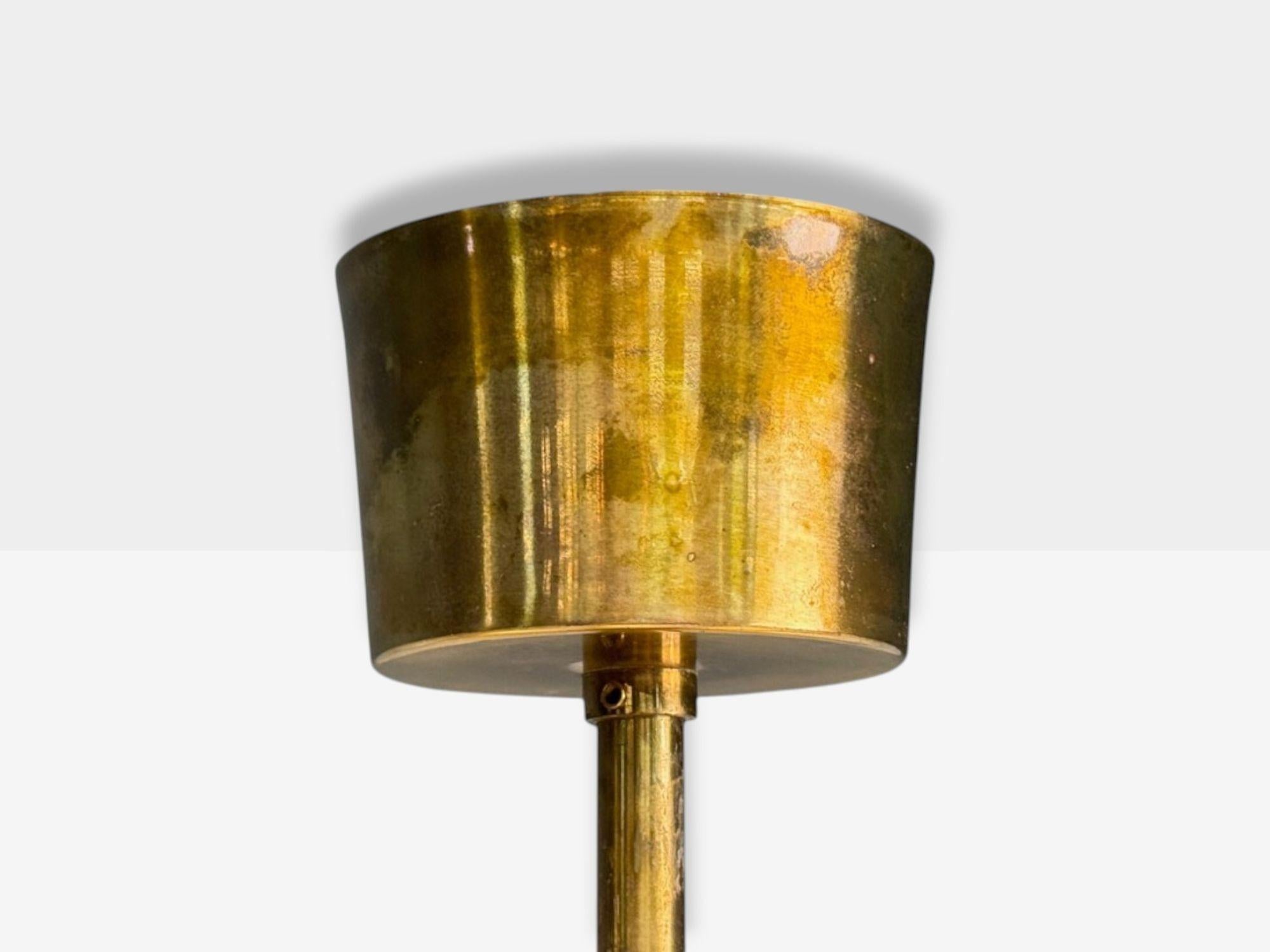 Carl Fagerlund, Textured Glass, Brass, Pendant Light, Sweden, 1960s in vendita 2