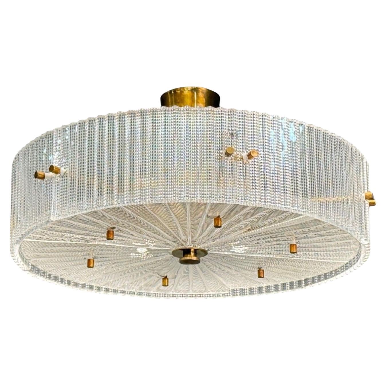 Carl Fagerlund, Textured Glass, Brass, Pendant Light, Sweden, 1960s