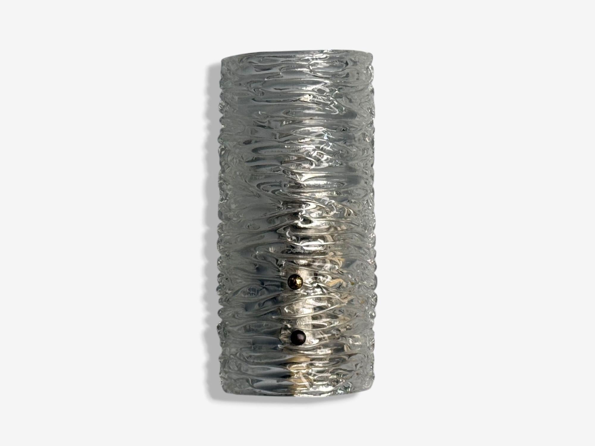 Scandinavian Modern Carl Fagerlund, Textured Glass, Brass, Wall Lights, Sweden, 1960s For Sale