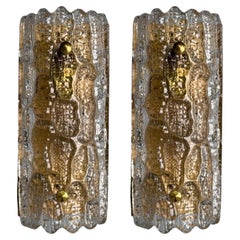 Carl Fagerlund, Textured Glass, Brass, Wall Lights, Sweden, 1960s