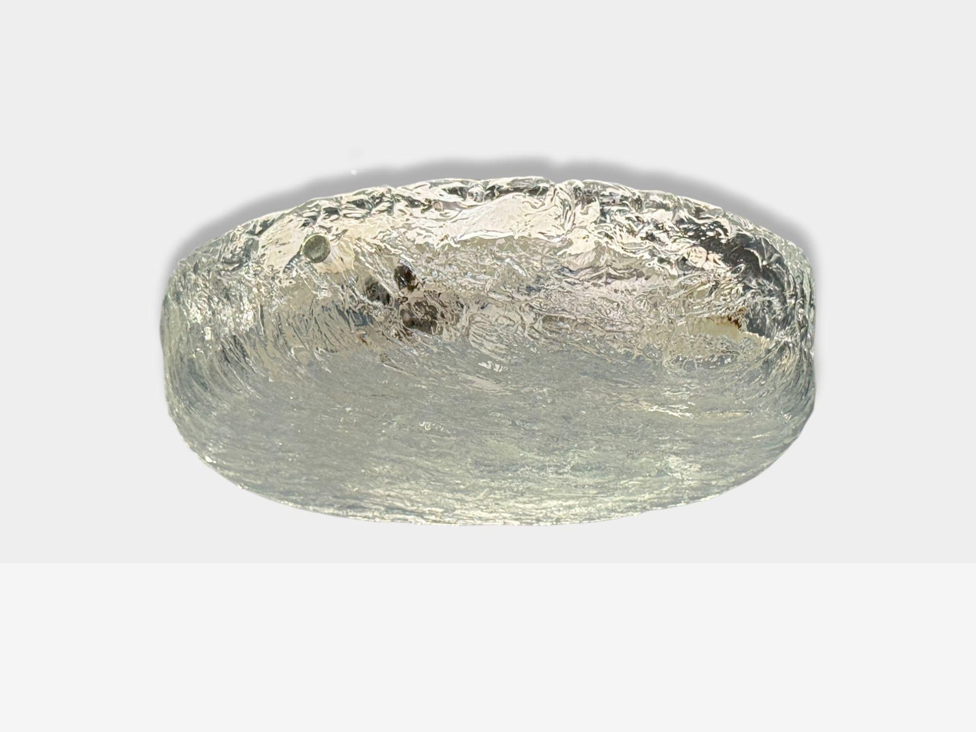 Mid-Century moderno Carl Fagerlund, Textured Glass, Nickel, Flush Mount Fixtures, Sweden, 1950s in vendita