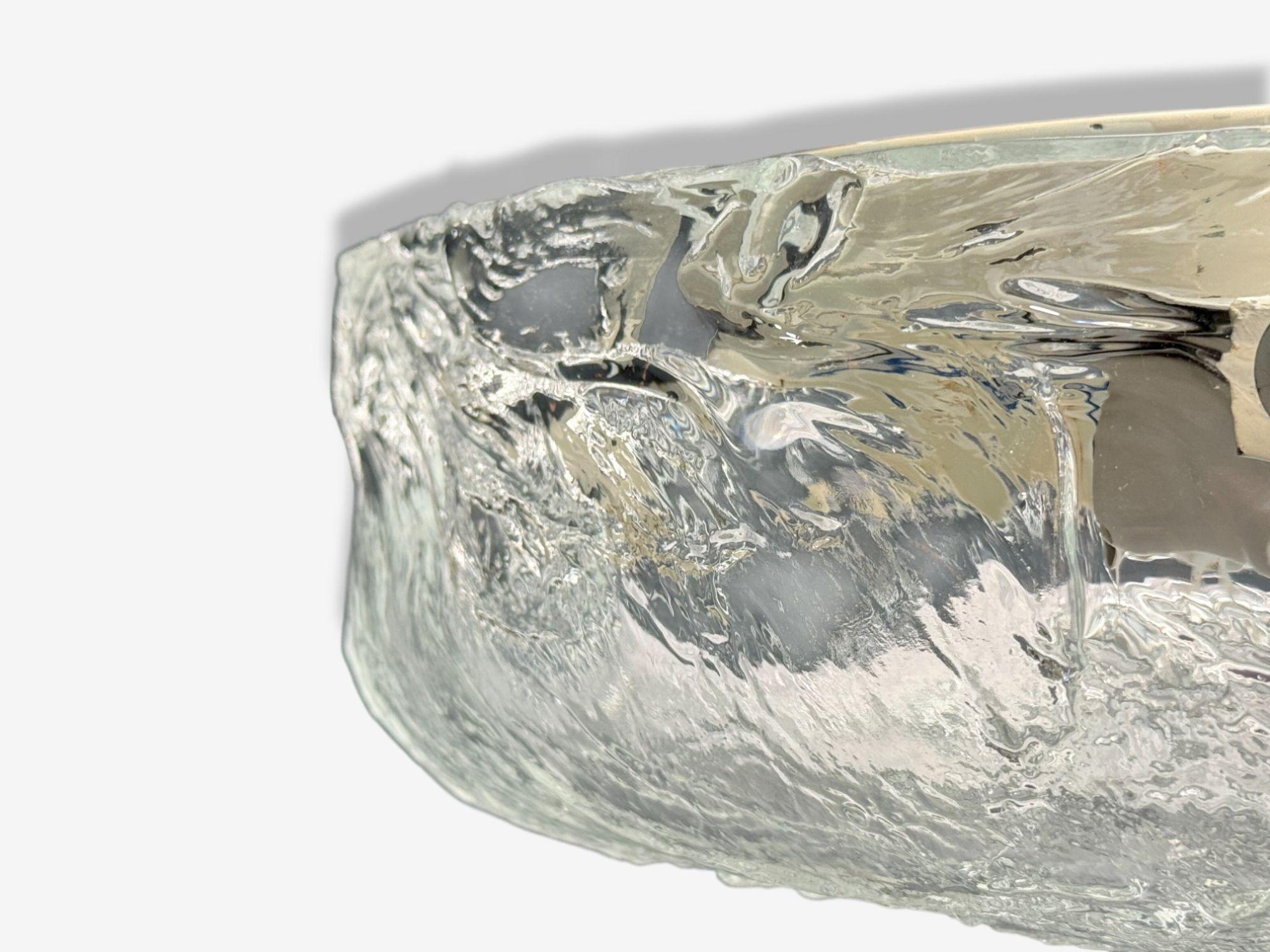 Carl Fagerlund, Textured Glass, Nickel, Flush Mount Fixtures, Sweden, 1950s in vendita 1
