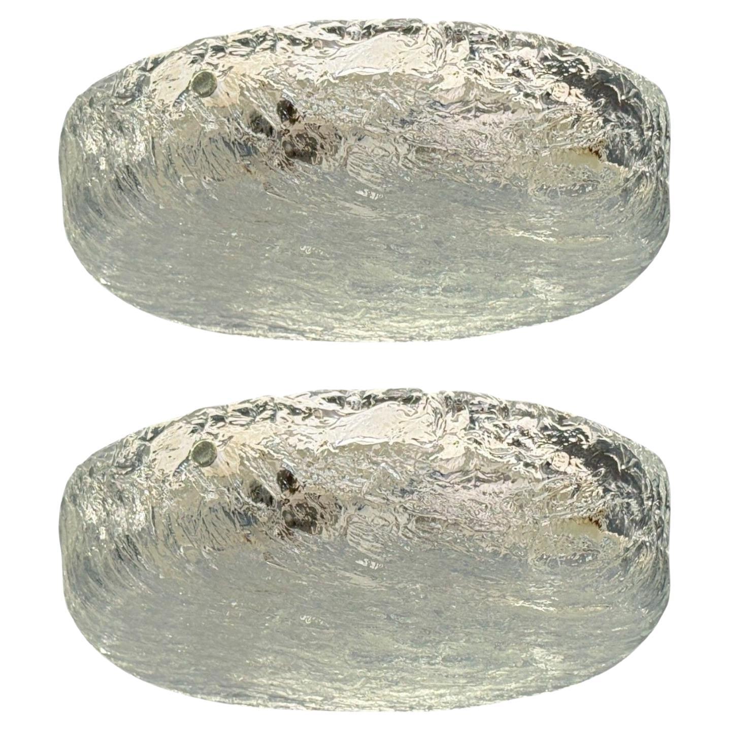 Carl Fagerlund, Textured Glass, Nickel, Flush Mount Fixtures, Sweden, 1950s in vendita
