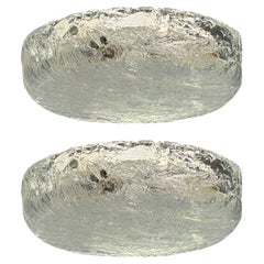 Carl Fagerlund, Textured Glass, Nickel, Flush Mount Fixtures, Sweden, 1950s
