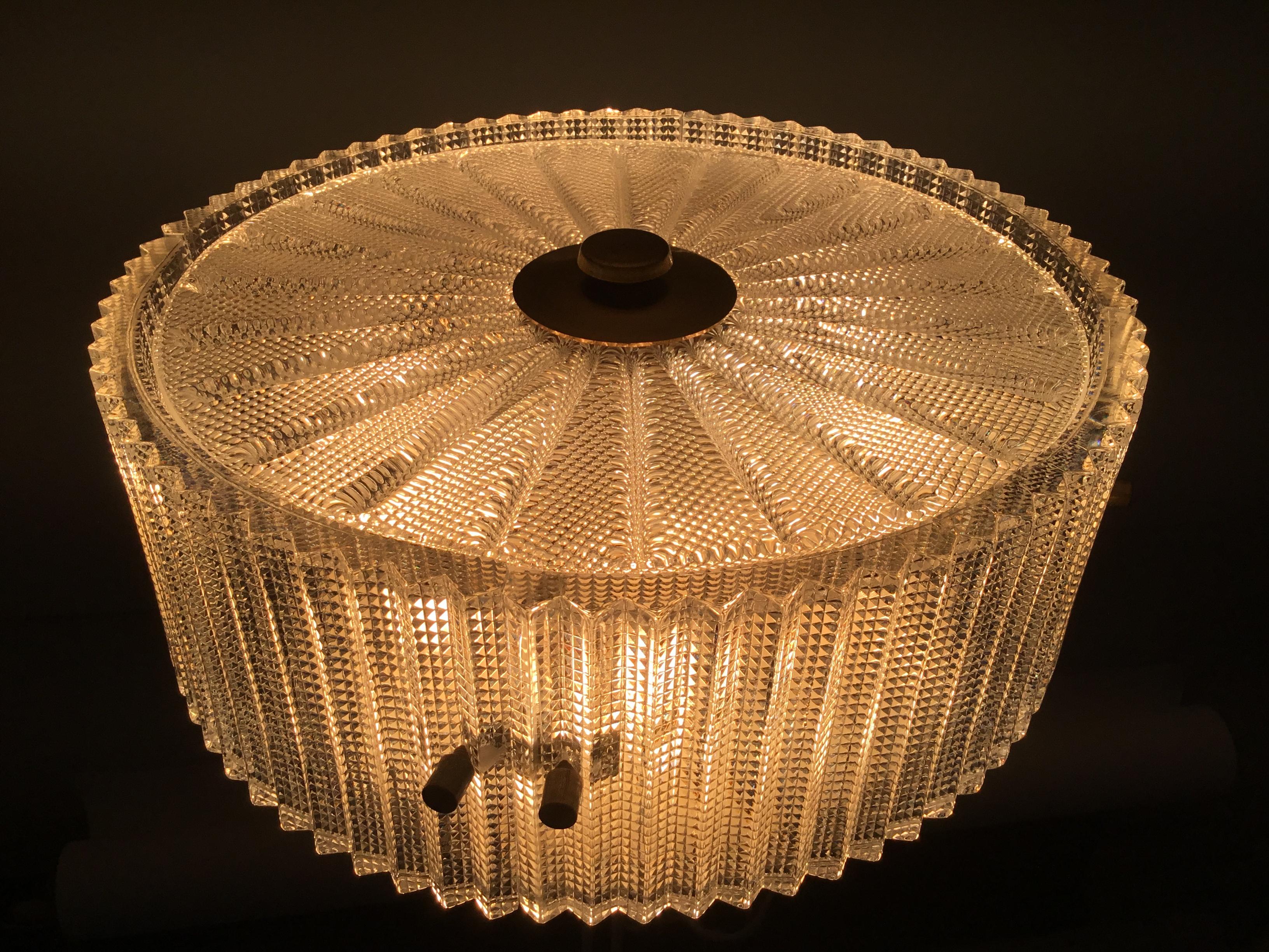 Carl Fagerlund Vintage Ceiling Lamp/Chandelier of Glass by Orrefors Sweden, 1960 For Sale 2