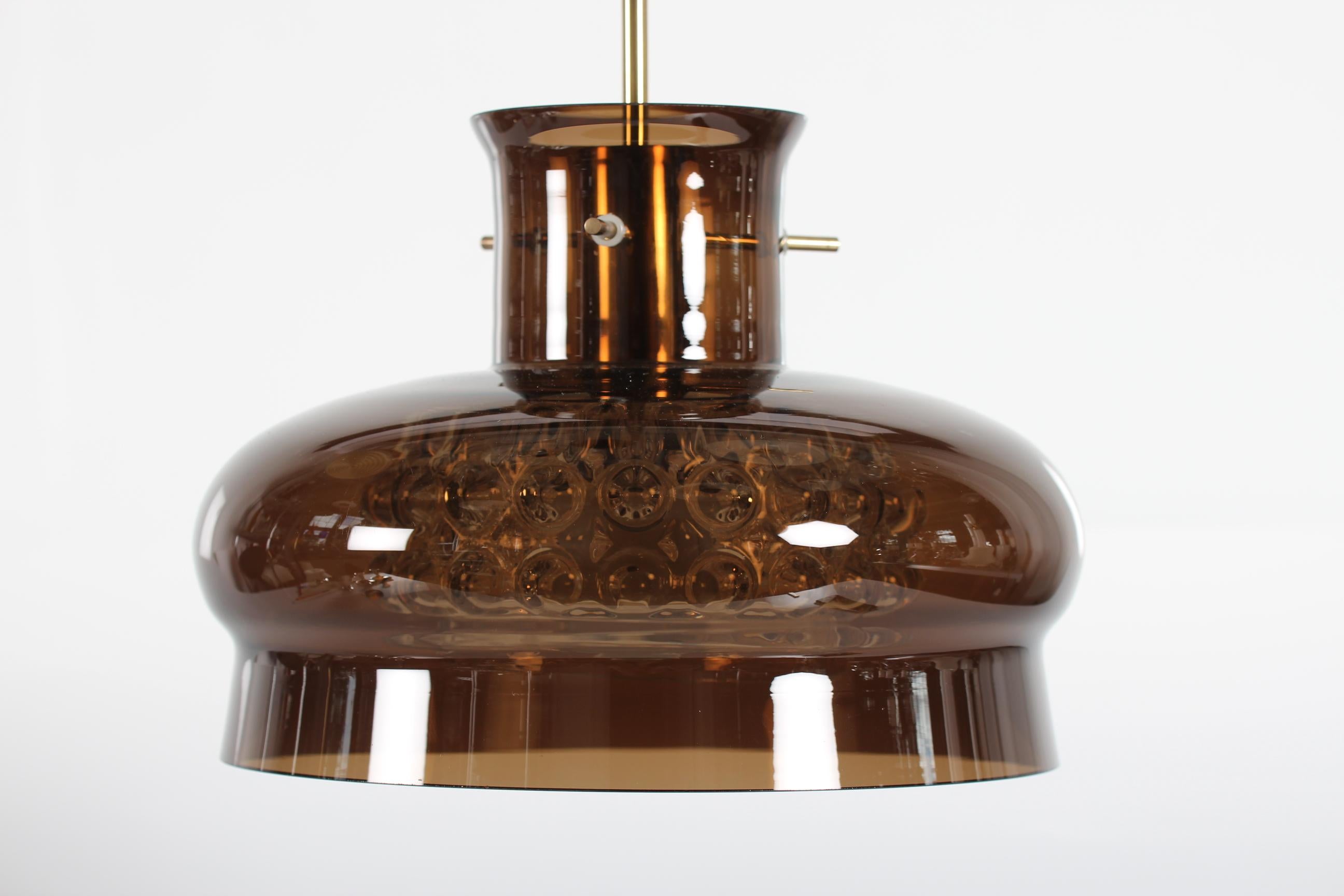 Carl Fagerlund Vintage Double Shaded Brown Glass Lamp by Orrefors, Sweden, 1960 3