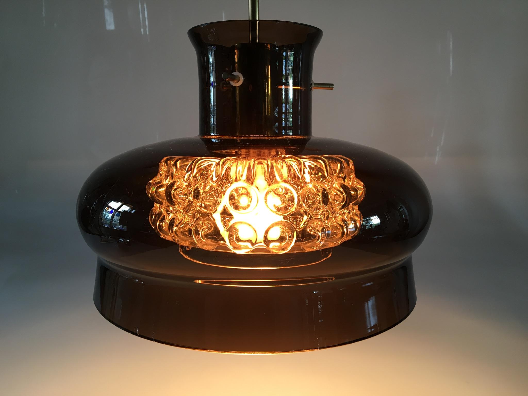 Carl Fagerlund Vintage Double Shaded Brown Glass Lamp by Orrefors, Sweden, 1960 4