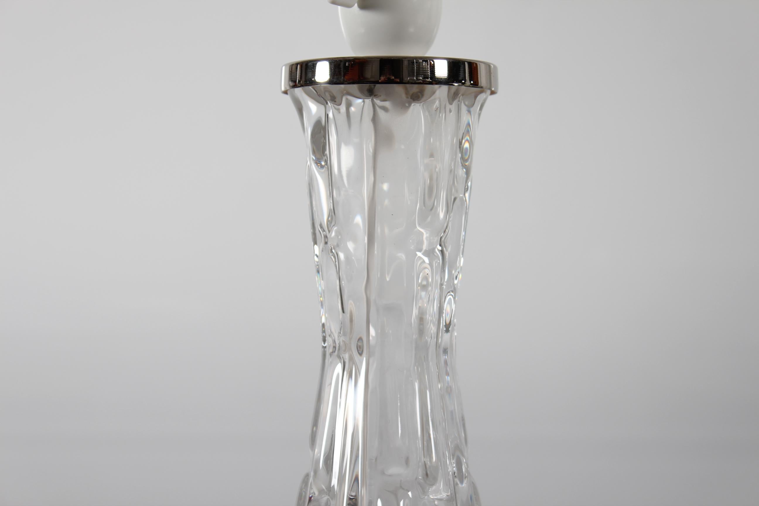 Mid-Century Modern Carl Fagerlund lampe de bureau vintage en verre transparent pour Orrefors, Suède, années 1960 en vente