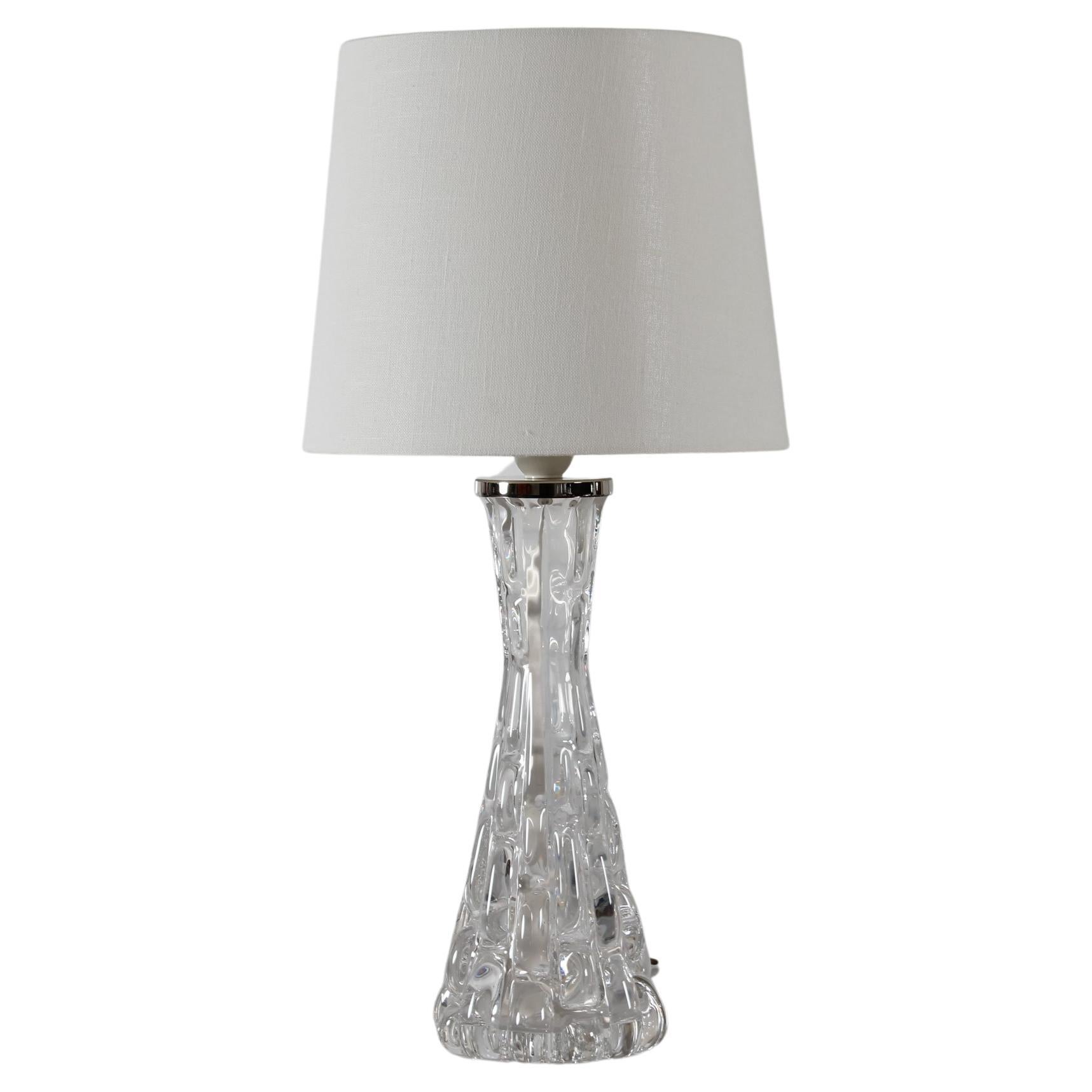 Carl Fagerlund Vintage Table Lamp of Clear Glass for Orrefors, Sweden, 1960s For Sale