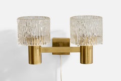 Carl Fagerlund, Wall Light, Brass, Glass, Sweden, 1960s