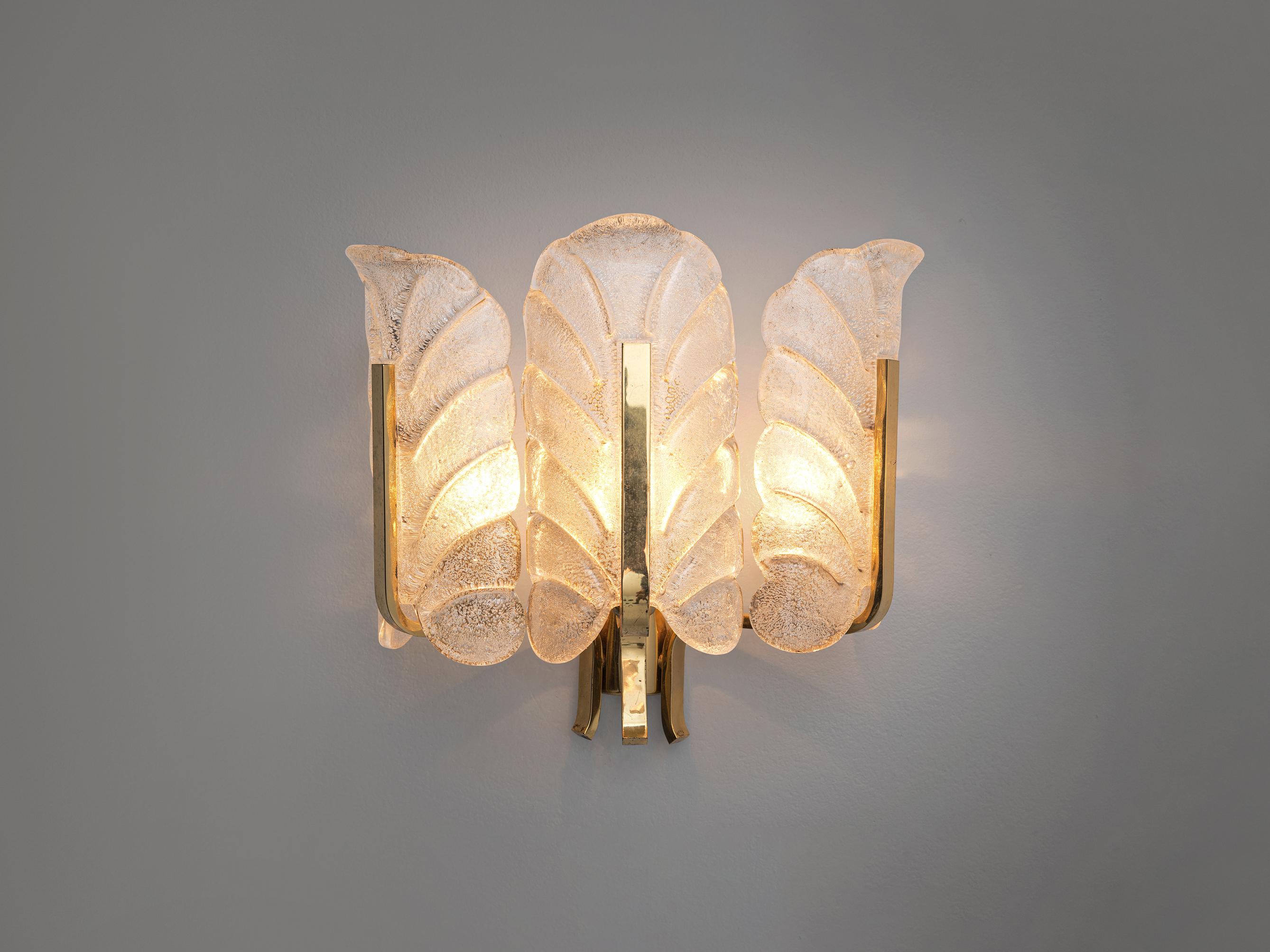 Carl Fagerlund Wall Light in Brass and Structured Glass  In Good Condition In Waalwijk, NL