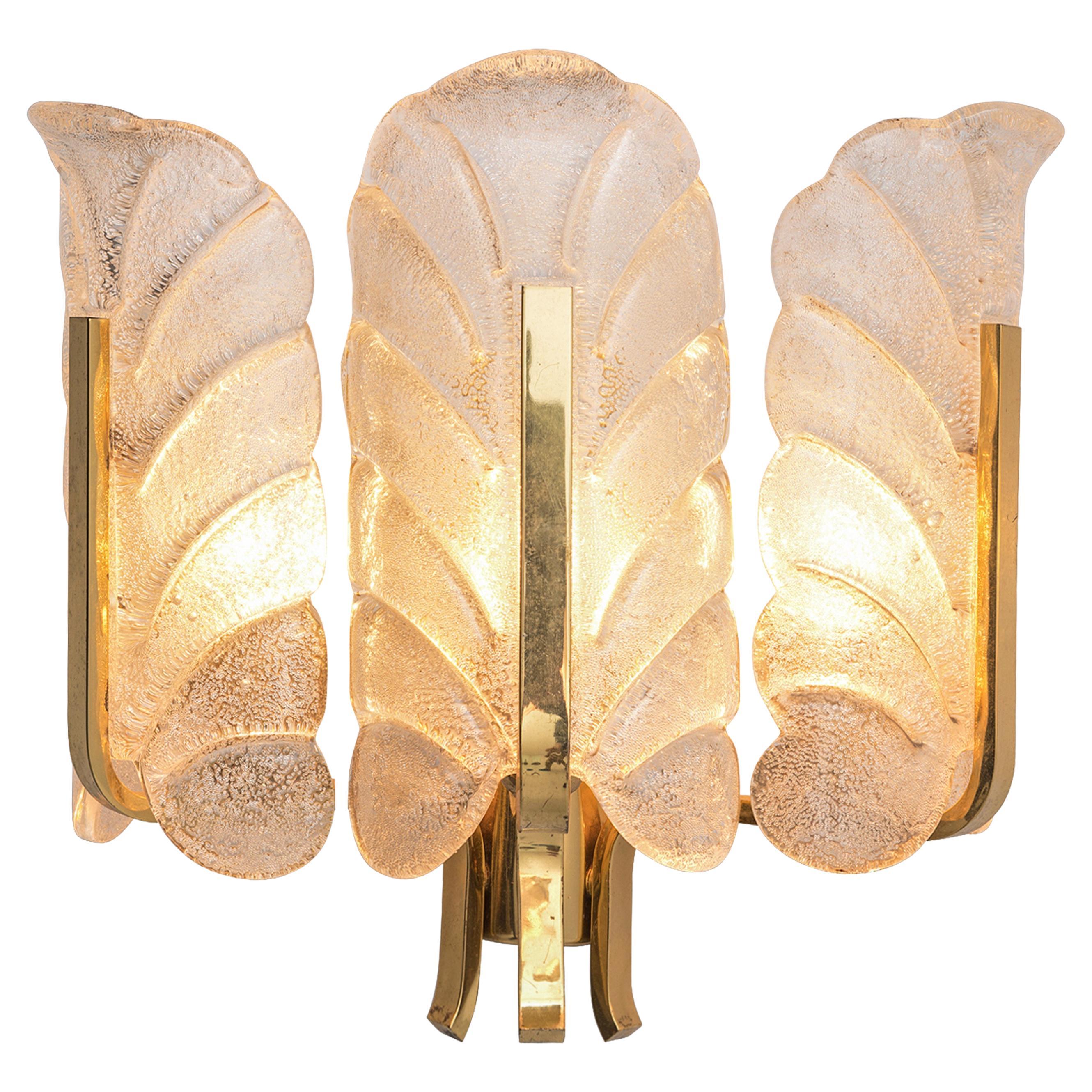 Carl Fagerlund Wall Light in Brass and Structured Glass  For Sale