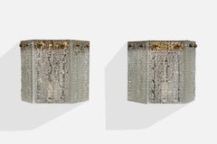 Carl Fagerlund, Wandleuchten, Messing, Glas, Schweden, 1960er Jahre