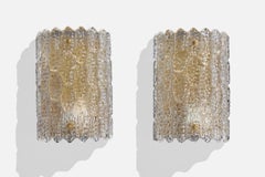 Carl Fagerlund, Wall Lights, Glass, Brass, Sweden, 1950s