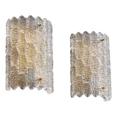 Carl Fagerlund, Wall Lights, Glass, Brass, Sweden, 1950s