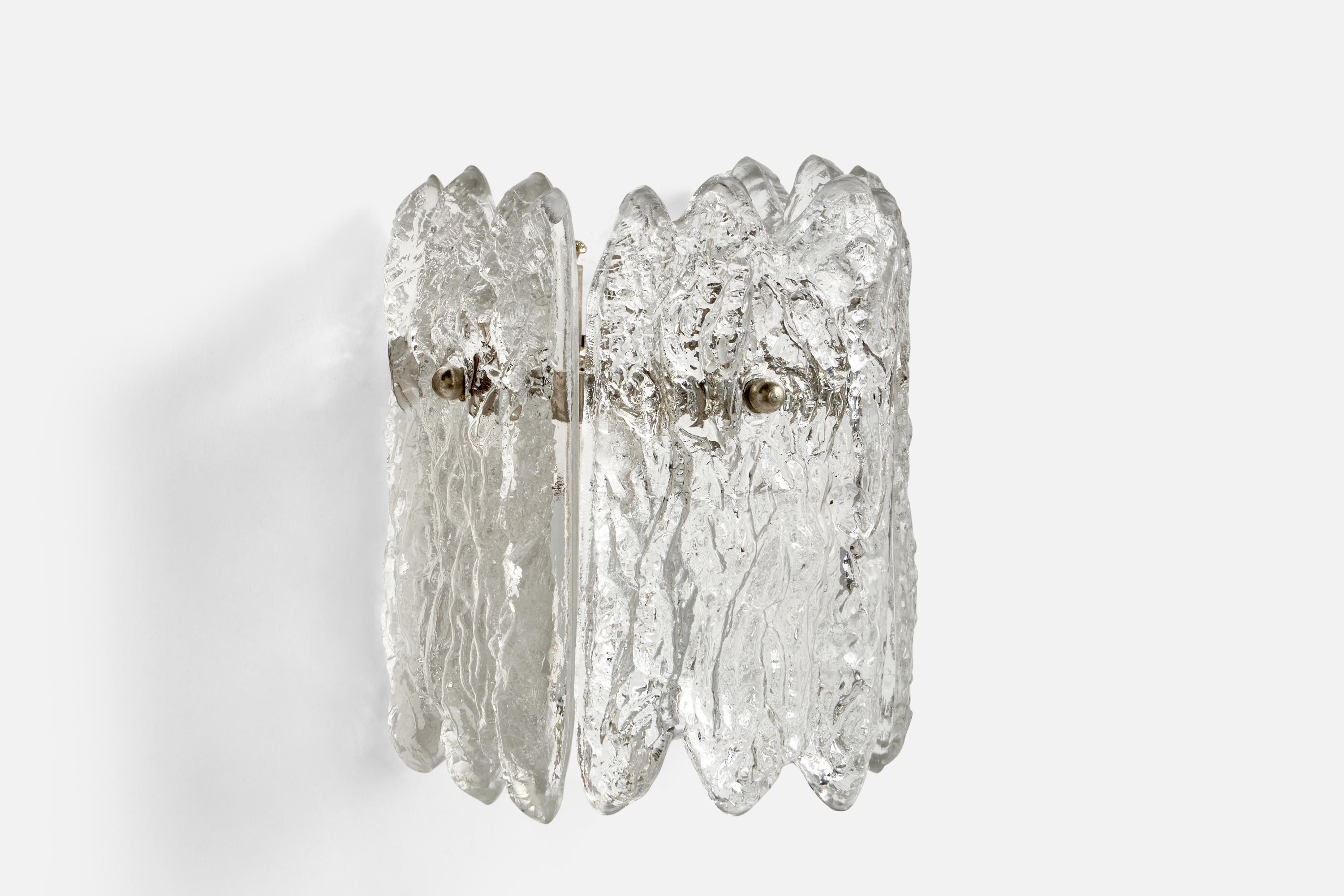 Swedish Carl Fagerlund, Wall Lights, Glass, Metal, Sweden, 1950s For Sale